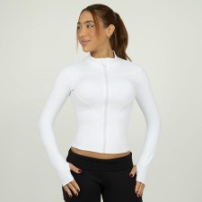 Jaqueta Slim com Zíper Poliamida Branco