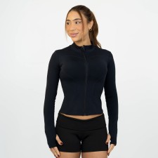 Jaqueta Slim com Zíper Poliamida Preto