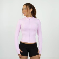 Jaqueta Slim com Zíper Poliamida Rosa