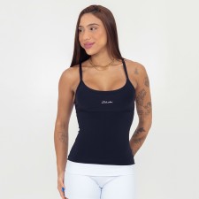 Regata Alça Víes Micro Bloom Preto